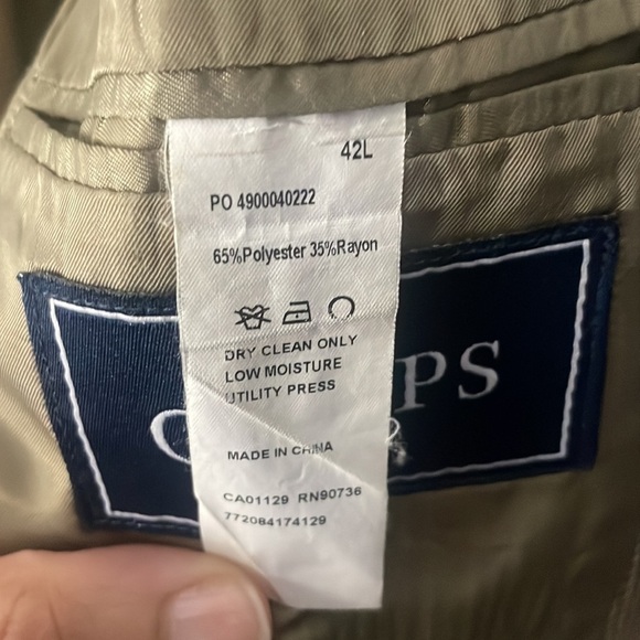 Chaps Brown Houndstooth Patterned Men’s Blazer Polyester Blend 2 Buttons Sz 42L - Picture 3 of 5